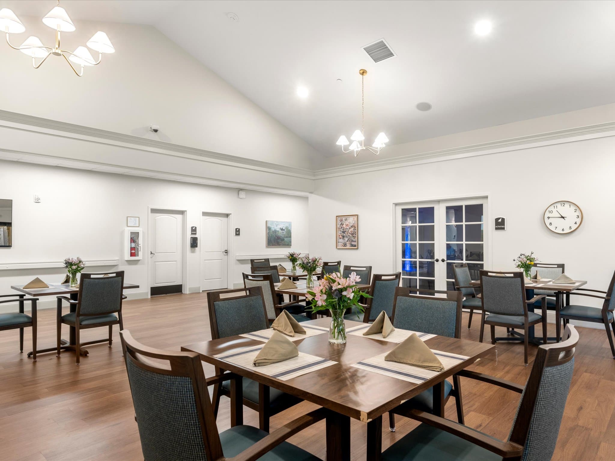 Memory care dining room set for a meal